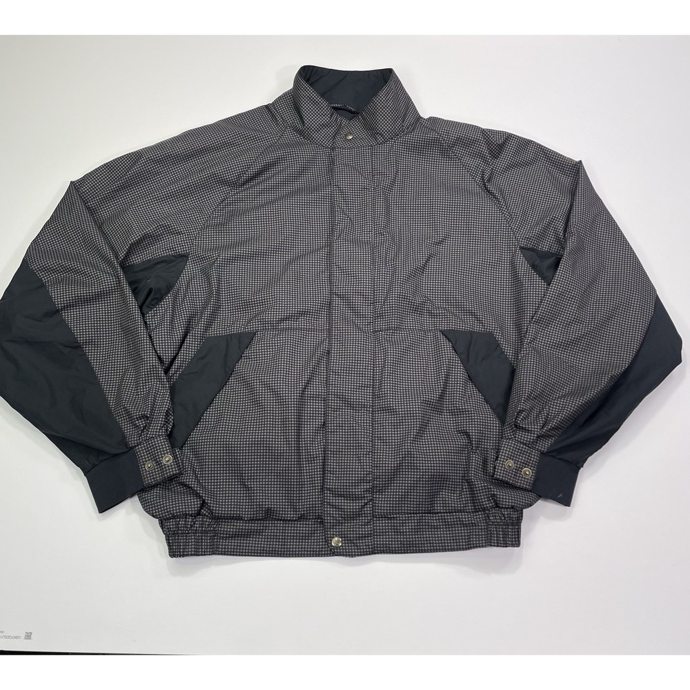 FootJoy Jacket Men Extra Large Gray Houndstooth Dryjoys Windbreaker Bomber Golf